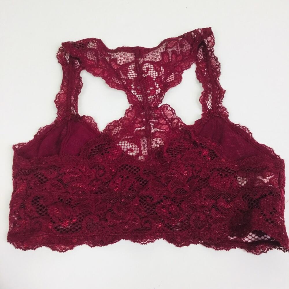 Express One Eleven Bralette Wine Burgundy   Red Lace Size Medium - Picture 3 of 6